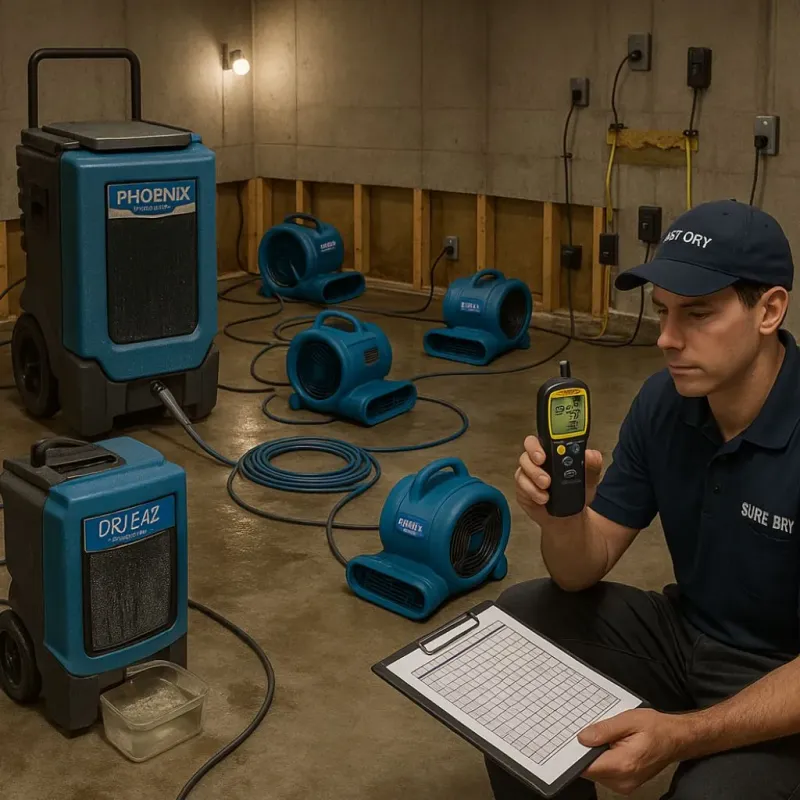 Structural Drying and Dehumidification process in Burnet County, TX